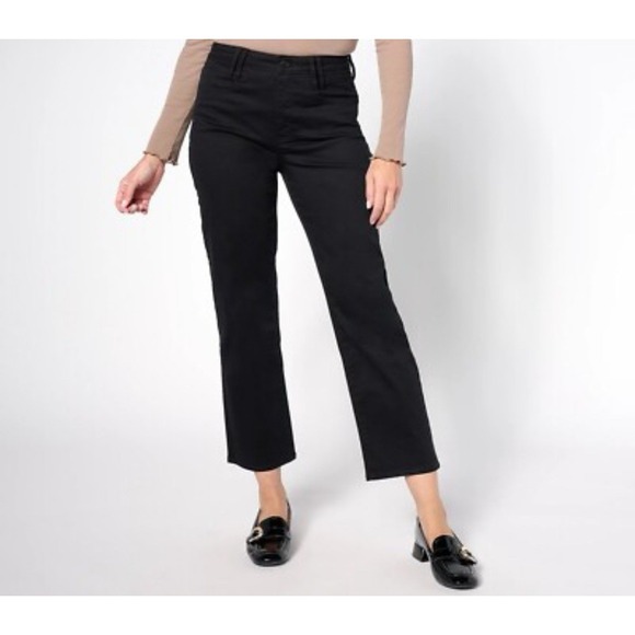NYDJ Denim - NYDJ Bailey Relaxed Jeans 14 Stretch Black Straight Leg Lift Tuck Ankle Jeans
